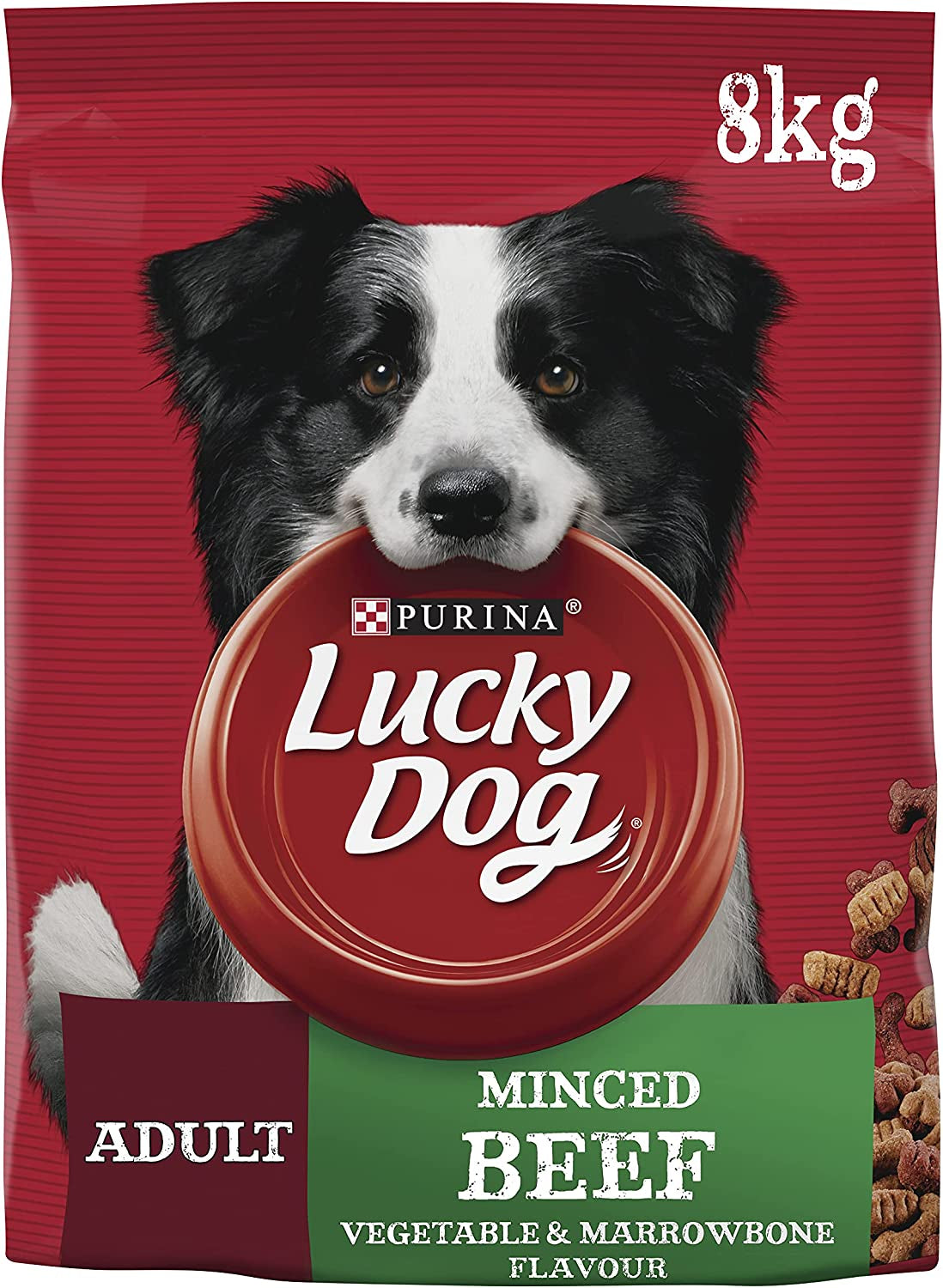 Adult Dry Dog Food Minced Beef Vegetable and Marrowbone 8Kg